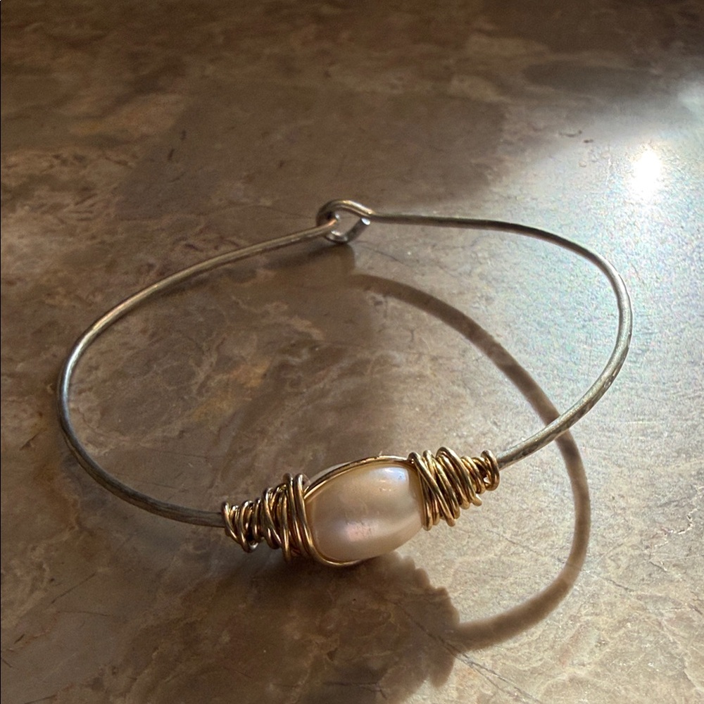 Earth Grace serenity pearl bracelet with 14karat gold filled wrap and silver